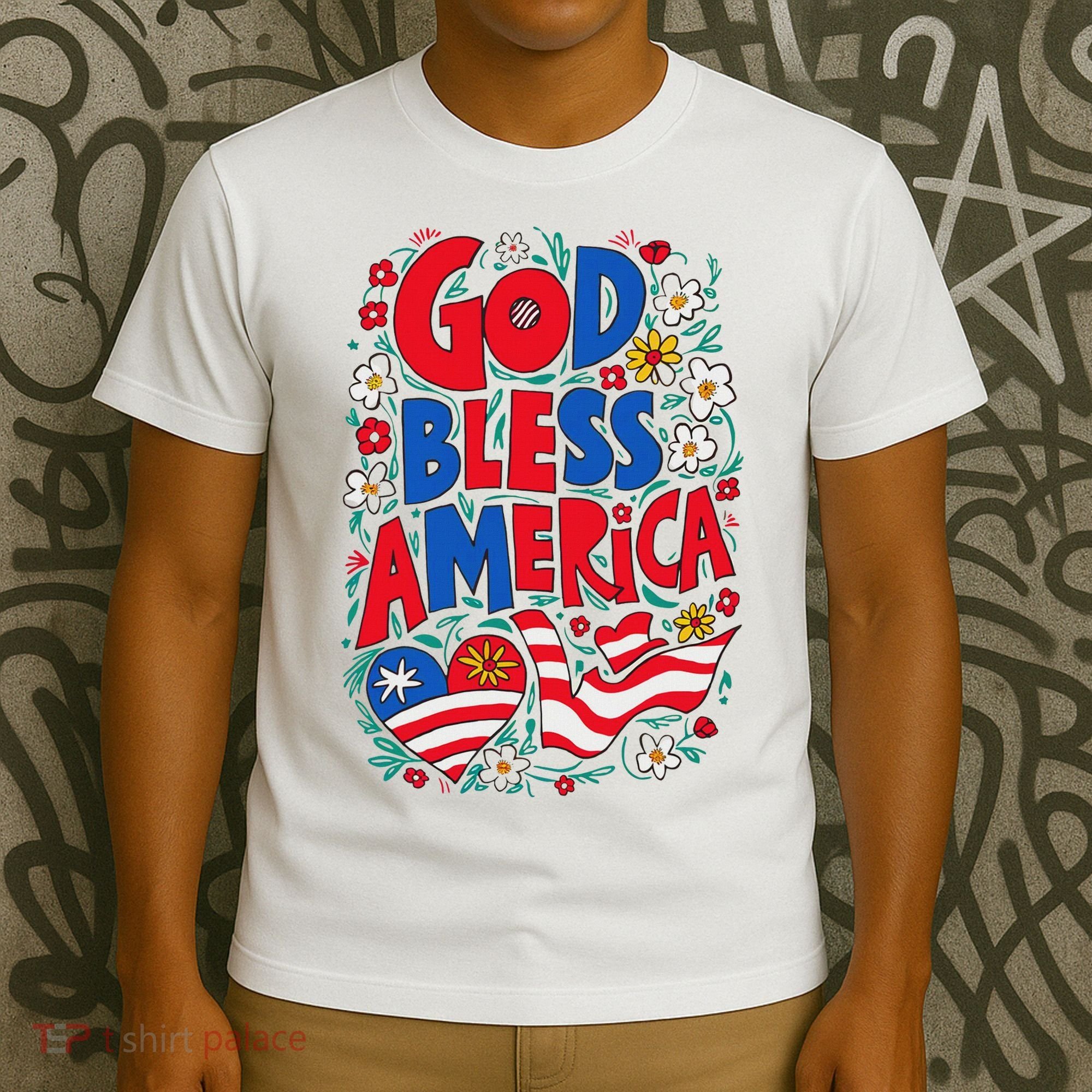 God Bless America Patriotic Usa Flag Christian 4th Of July T-Shirt