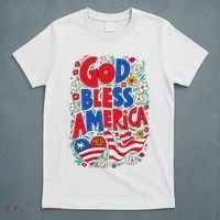 God Bless America Patriotic Usa Flag Christian 4th Of July T-Shirt thumb 5