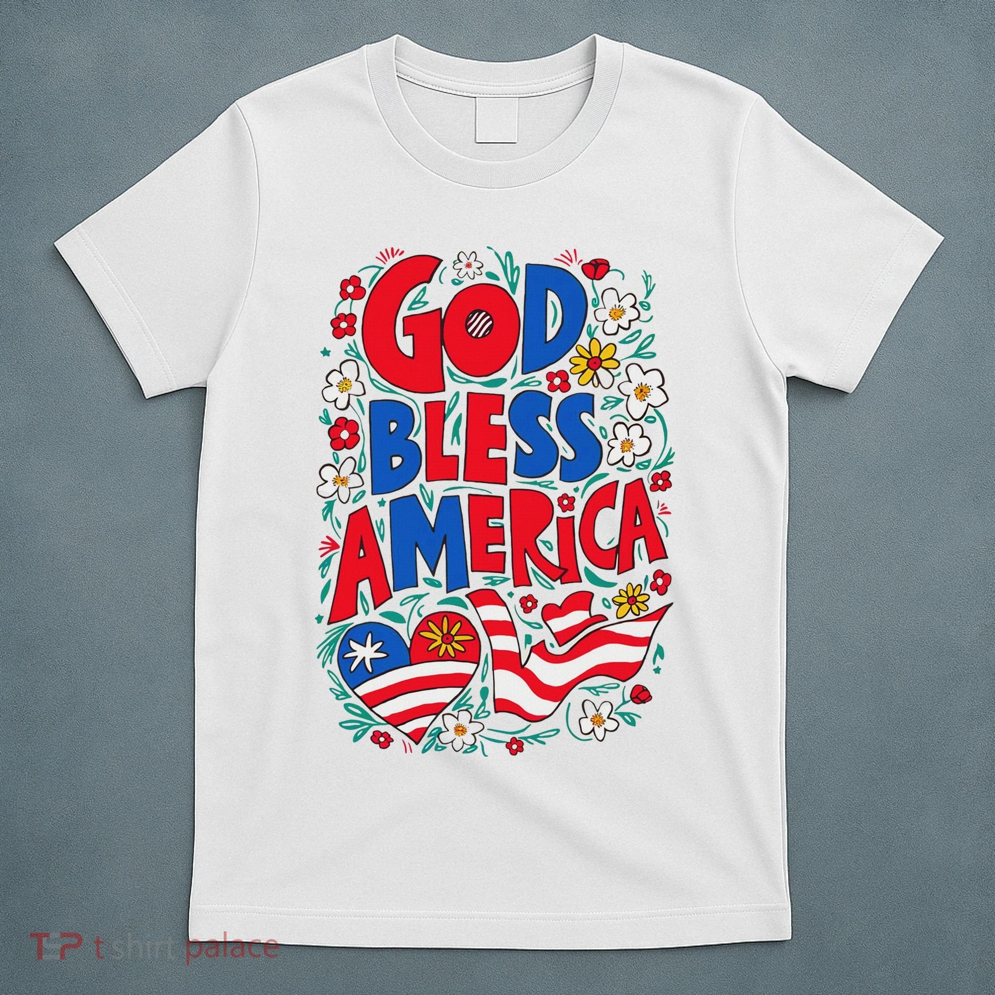 God Bless America Patriotic Usa Flag Christian 4th Of July T-Shirt