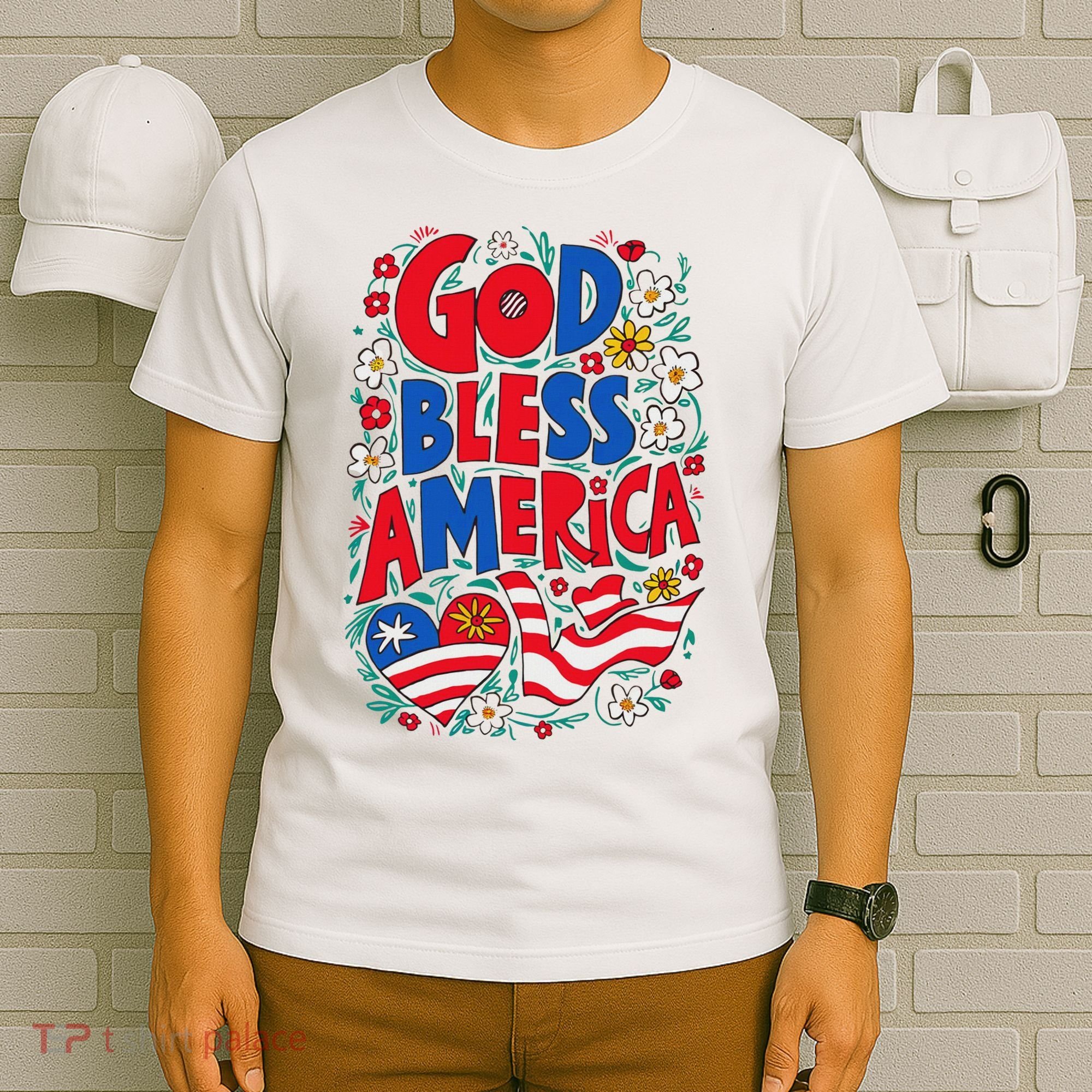 God Bless America Patriotic Usa Flag Christian 4th Of July T-Shirt