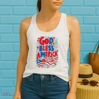 God Bless America Patriotic Usa Flag Christian 4th Of July Women's Tank Top thumb 2