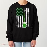 Green Beer American Flag Happy St Patrick's Day Women's Sweatshirt thumb 0