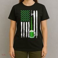 Green Beer American Flag Happy St Patrick's Day T-Shirt thumb 4