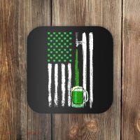 Green Beer American Flag Happy St Patrick's Day Coaster thumb 0