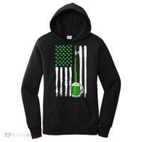 Green Beer American Flag Happy St Patrick's Day Women's Hoodie thumb 0