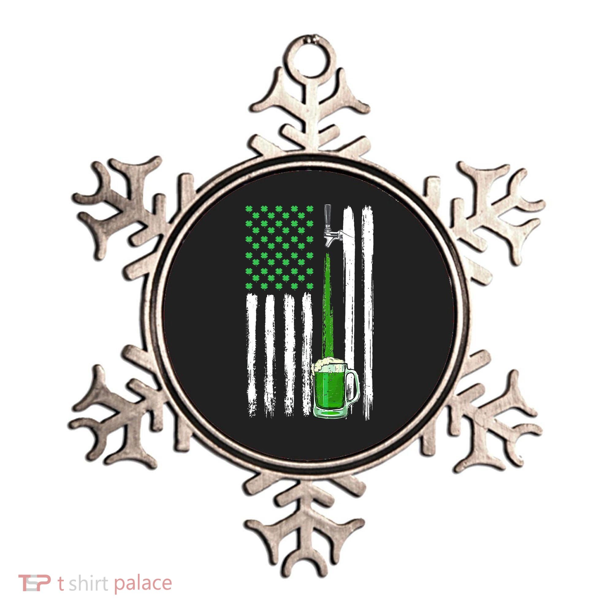 Green Beer American Flag Happy St Patrick's Day Ornament
