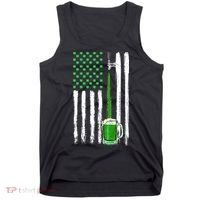 Green Beer American Flag Happy St Patrick's Day Tank Top thumb 0