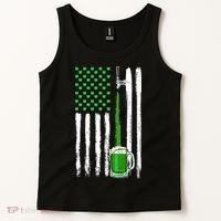 Green Beer American Flag Happy St Patrick's Day Tank Top thumb 2
