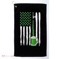 Green Beer American Flag Happy St Patrick's Day Golf Towel thumb 0