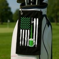 Green Beer American Flag Happy St Patrick's Day Golf Towel thumb 2