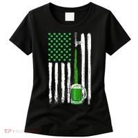 Green Beer American Flag Happy St Patrick's Day Women's T-Shirt thumb 0