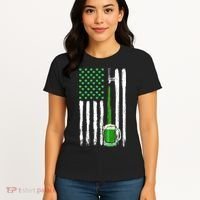Green Beer American Flag Happy St Patrick's Day Women's T-Shirt thumb 4