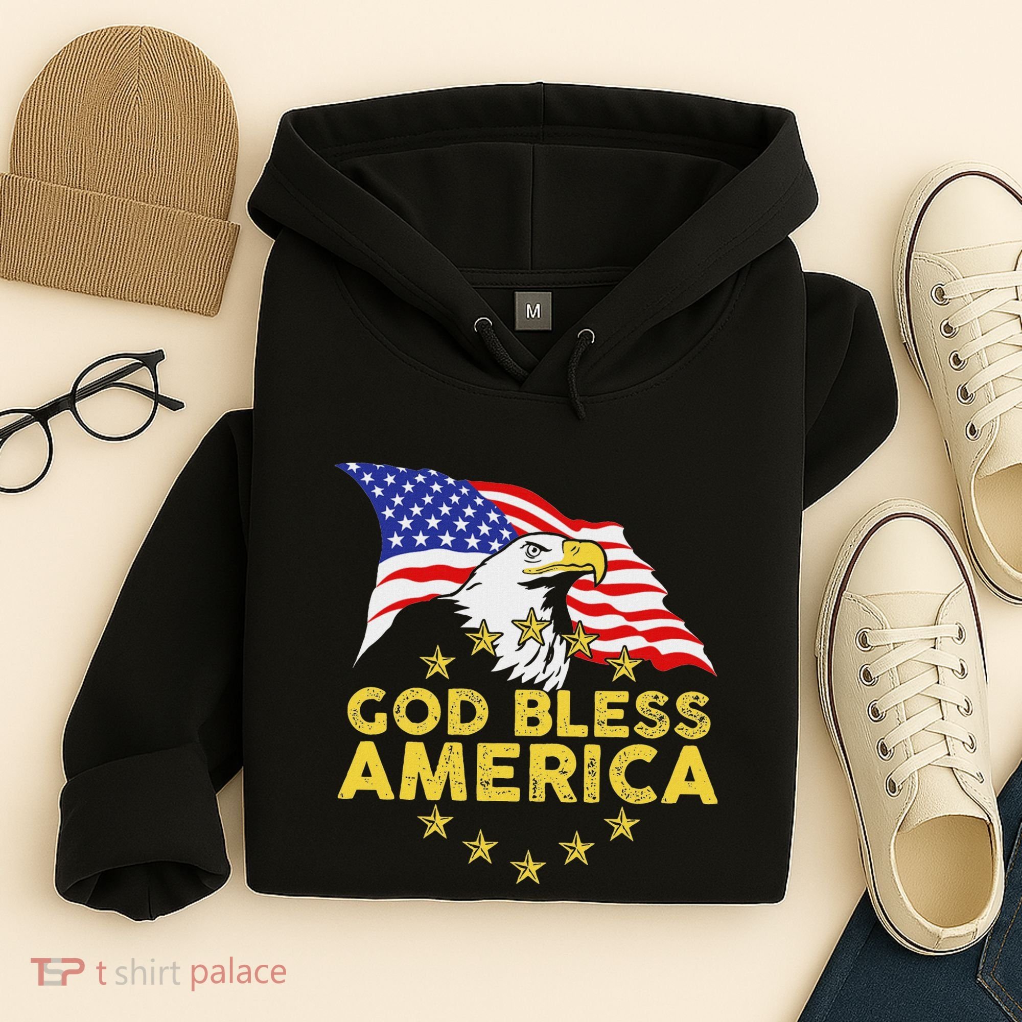 God Bless America Patriotic Bald Eagle United States Hoodie