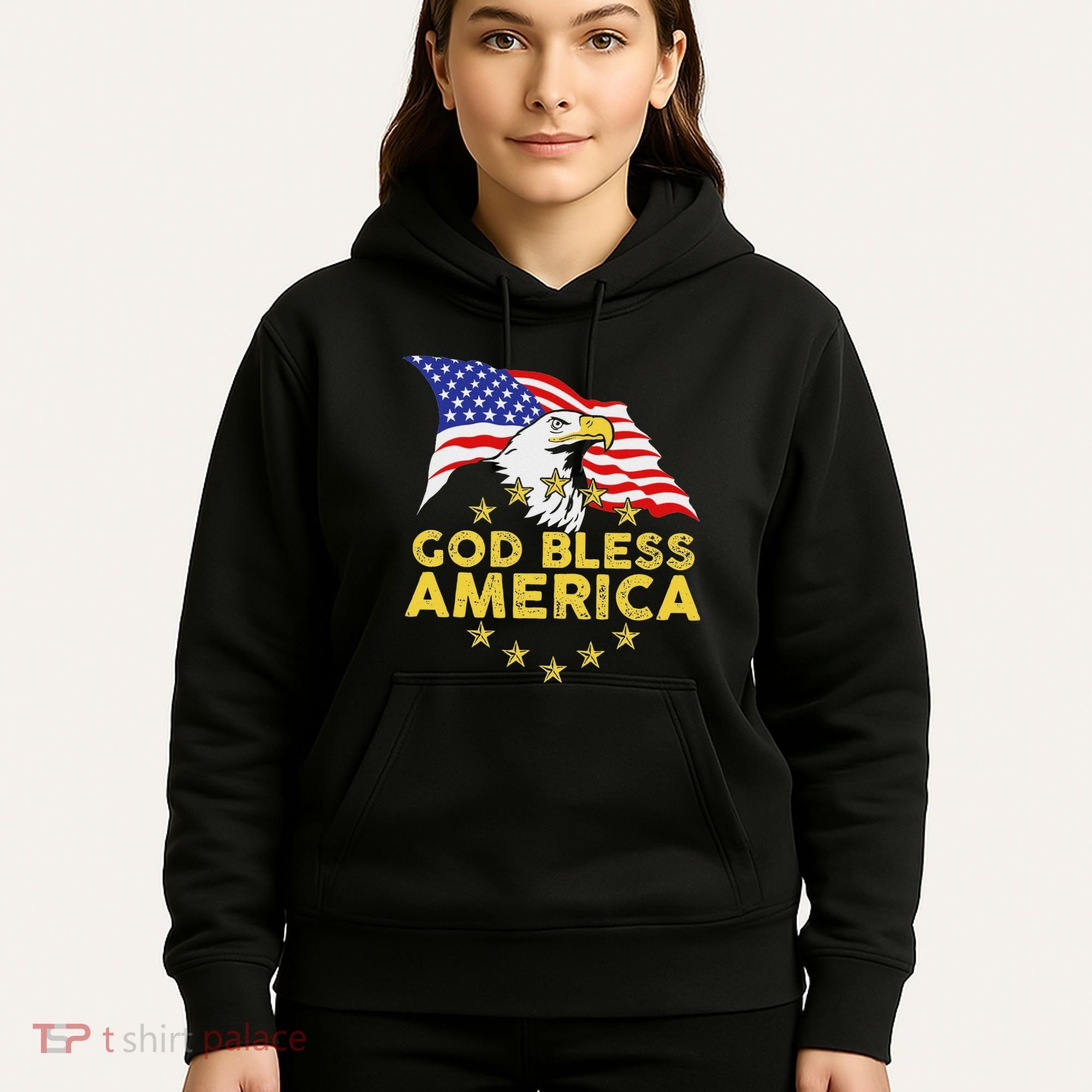 God Bless America Patriotic Bald Eagle United States Hoodie