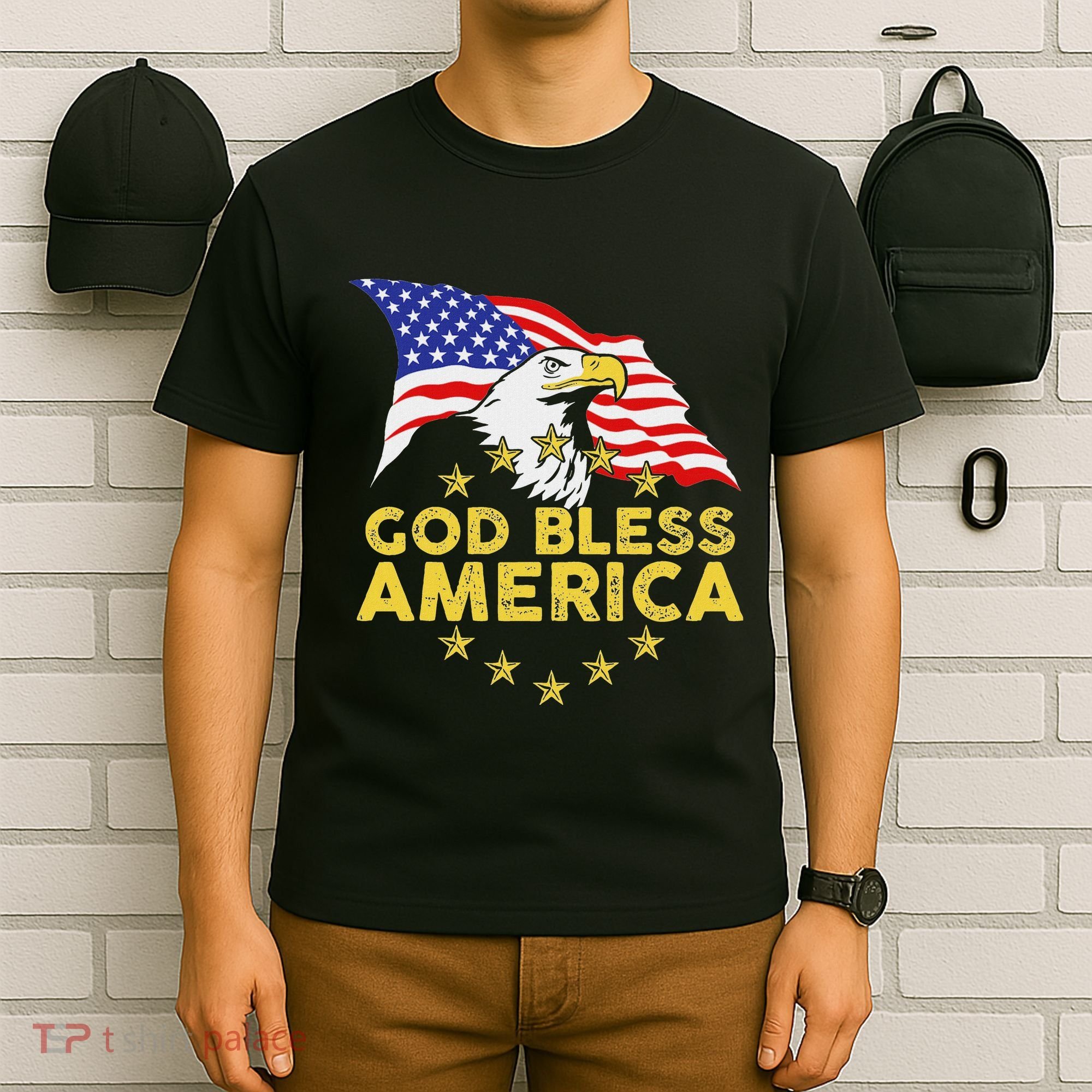 God Bless America Patriotic Bald Eagle United States T-Shirt