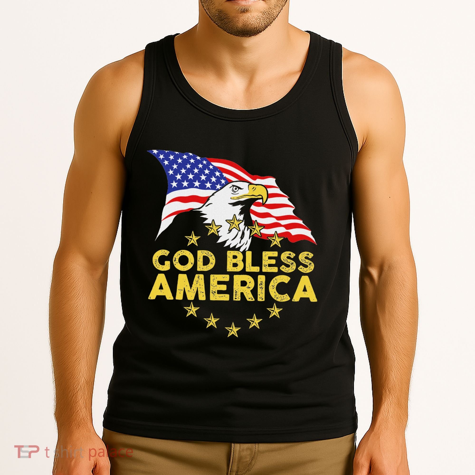 God Bless America Patriotic Bald Eagle United States Tank Top