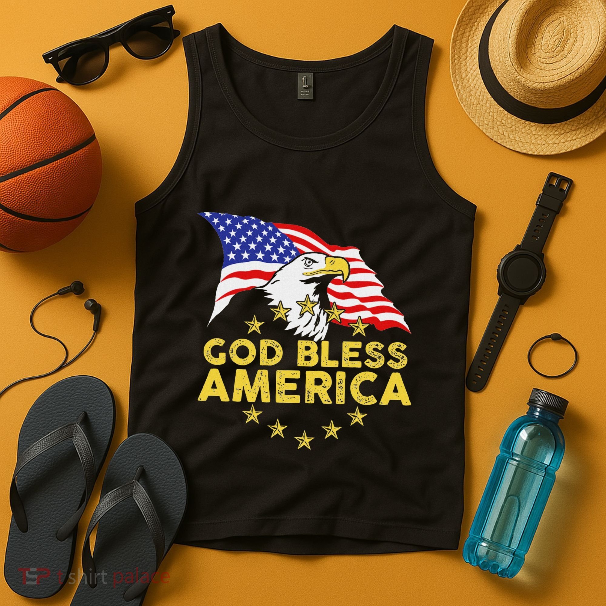God Bless America Patriotic Bald Eagle United States Tank Top