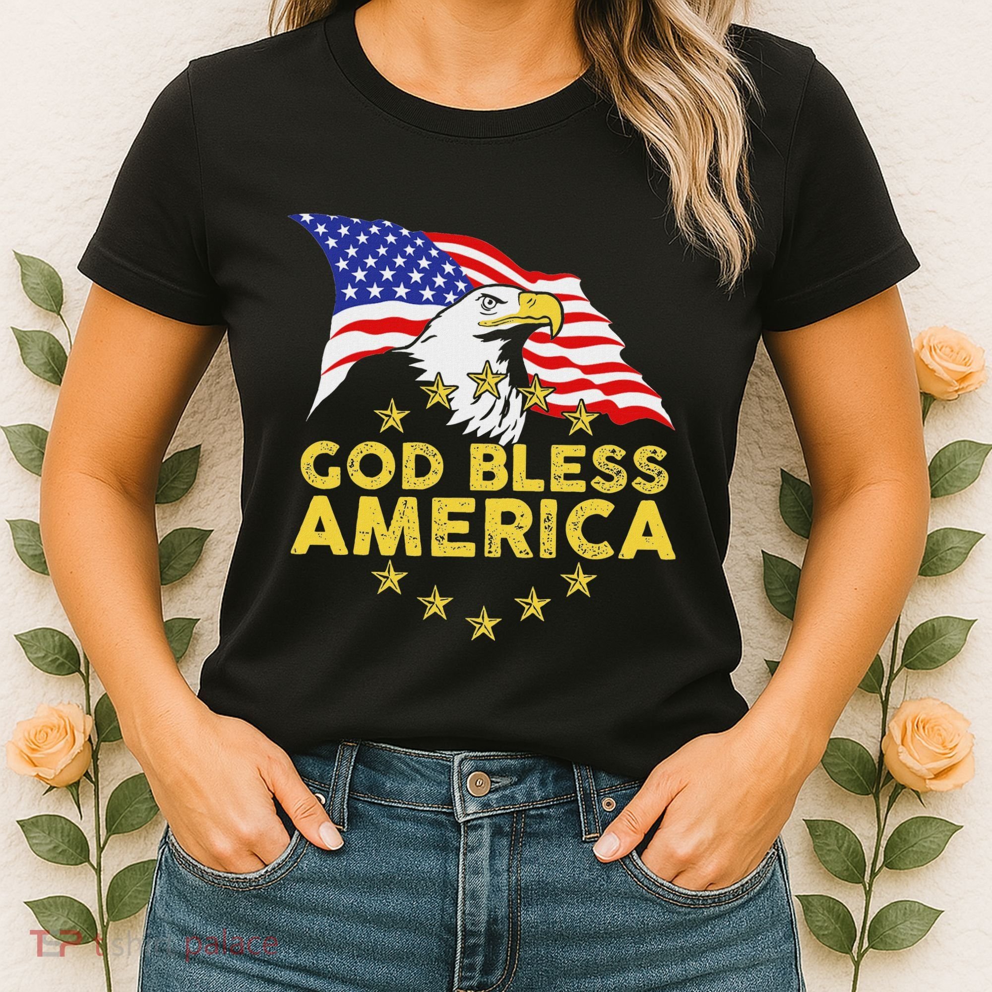 God Bless America Patriotic Bald Eagle United States Women's T-Shirt