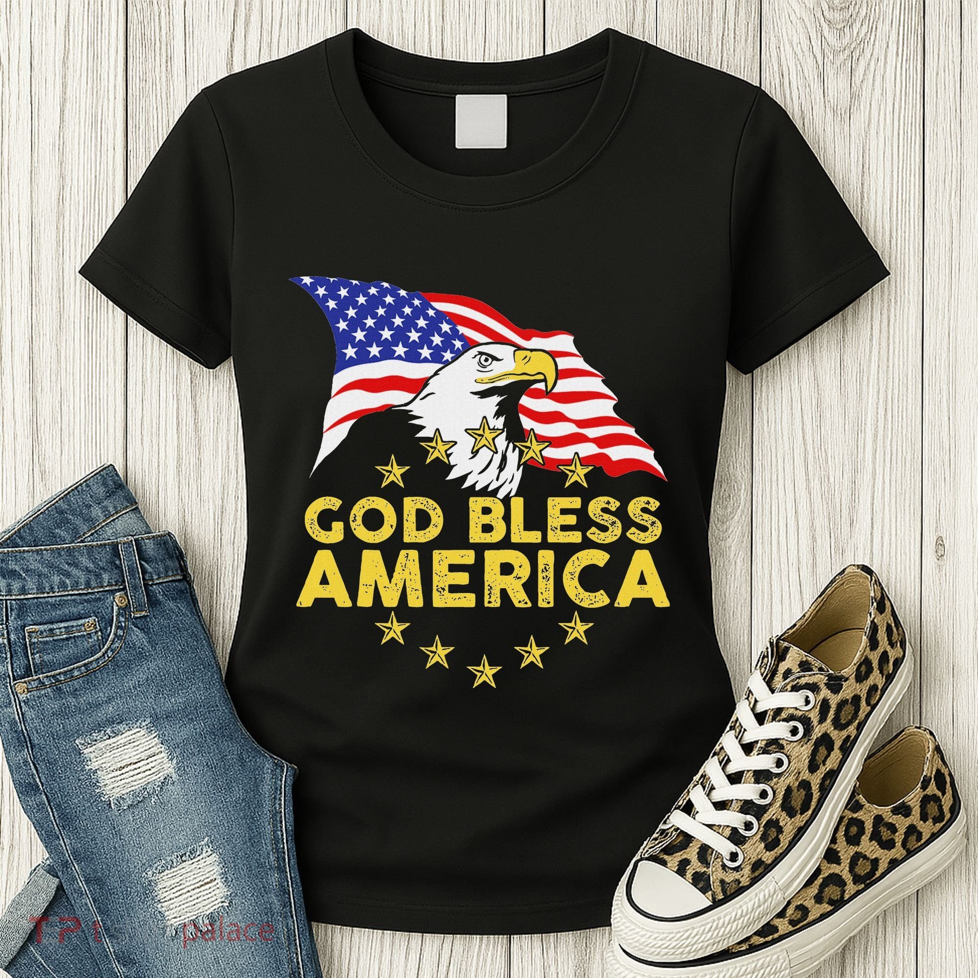 God Bless America Patriotic Bald Eagle United States Women's T-Shirt