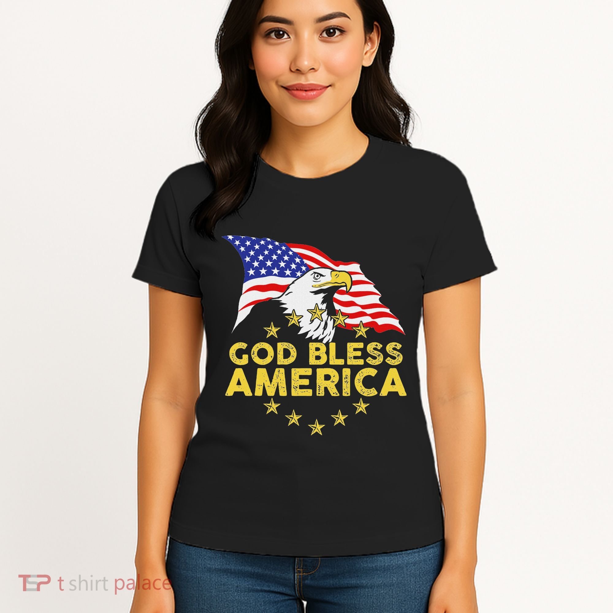 God Bless America Patriotic Bald Eagle United States Women's T-Shirt