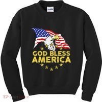 God Bless America Patriotic Bald Eagle United States Kids Sweatshirt thumb 0