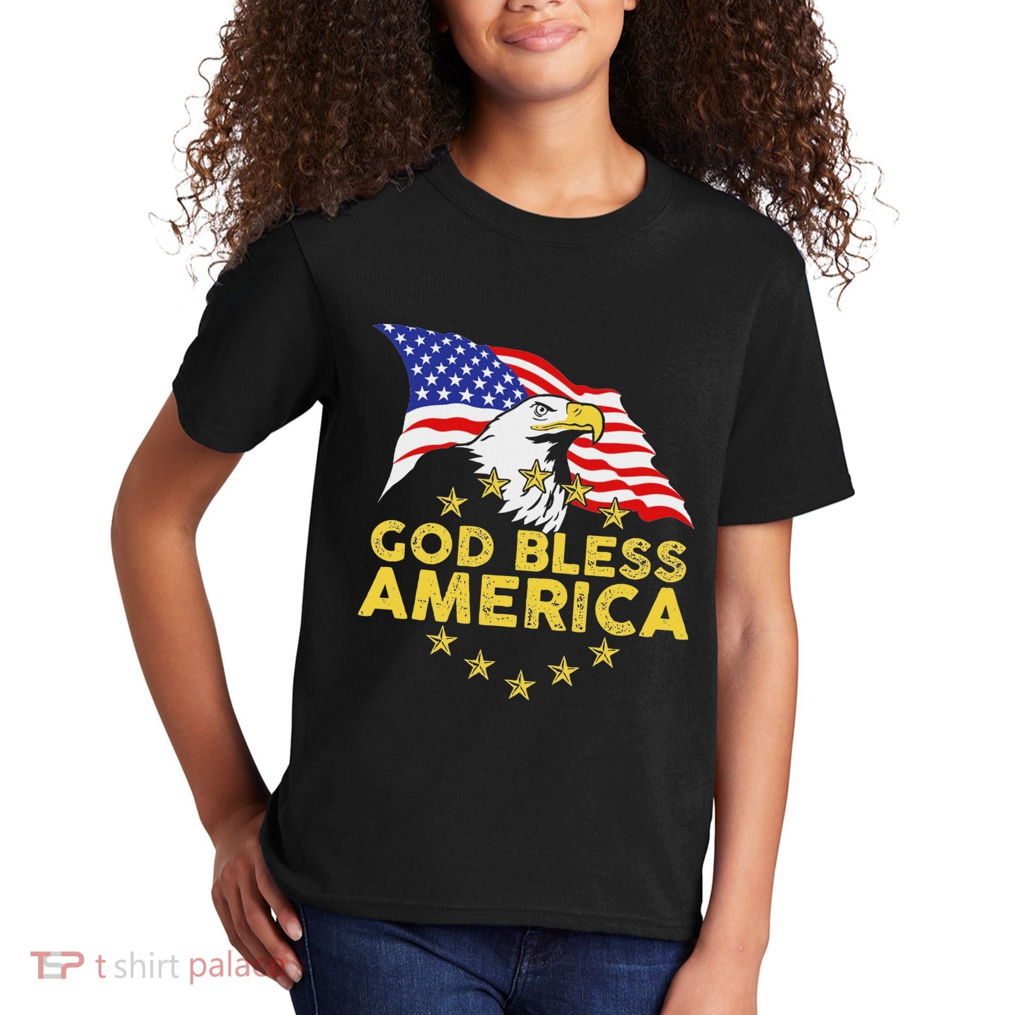 God Bless America Patriotic Bald Eagle United States Kids T-Shirt