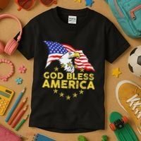 God Bless America Patriotic Bald Eagle United States Kids T-Shirt thumb 3