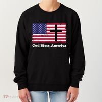God Bless America Patriotic Flag With Cross Women's Sweatshirt thumb 0