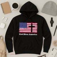 God Bless America Patriotic Flag With Cross Hoodie thumb 3