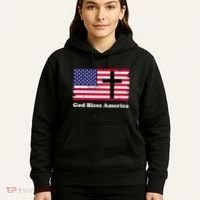 God Bless America Patriotic Flag With Cross Hoodie thumb 5