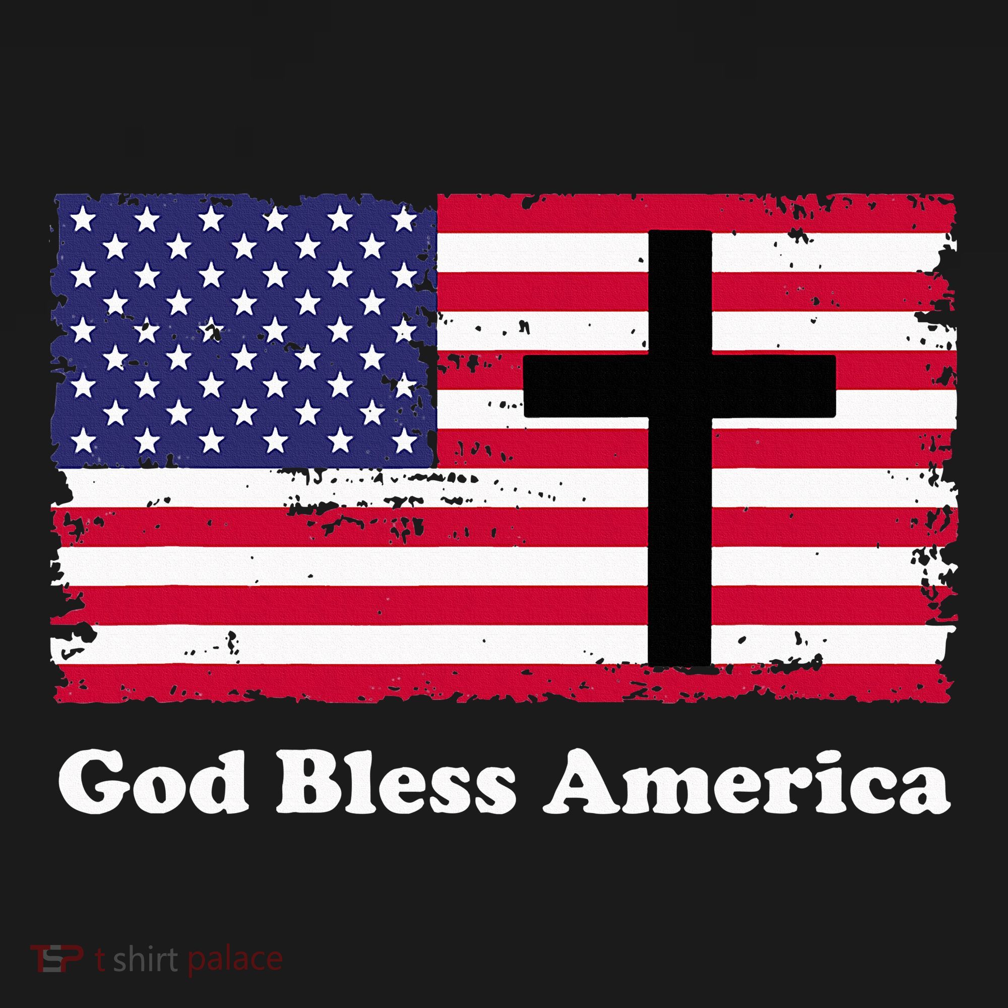God Bless America Patriotic Flag With Cross Sweatshirt