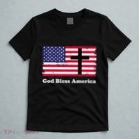 God Bless America Patriotic Flag With Cross T-Shirt thumb 5