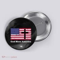 God Bless America Patriotic Flag With Cross Button thumb 0