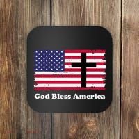 God Bless America Patriotic Flag With Cross Coaster thumb 0