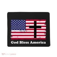 God Bless America Patriotic Flag With Cross Mousepad thumb 0
