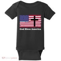 God Bless America Patriotic Flag With Cross Baby Bodysuit thumb 0