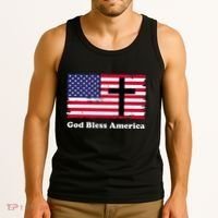 God Bless America Patriotic Flag With Cross Tank Top thumb 3