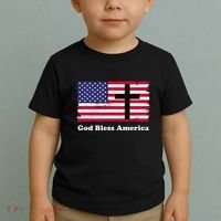 God Bless America Patriotic Flag With Cross Toddler T-Shirt thumb 2