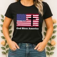 God Bless America Patriotic Flag With Cross Women's T-Shirt thumb 2