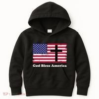 God Bless America Patriotic Flag With Cross Kids Hoodie thumb 0