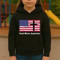 God Bless America Patriotic Flag With Cross Kids Hoodie thumb 3