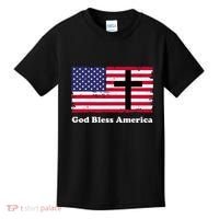 God Bless America Patriotic Flag With Cross Kids T-Shirt thumb 0