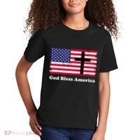 God Bless America Patriotic Flag With Cross Kids T-Shirt thumb 2