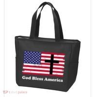 God Bless America Patriotic Flag With Cross Tote Bag thumb 3