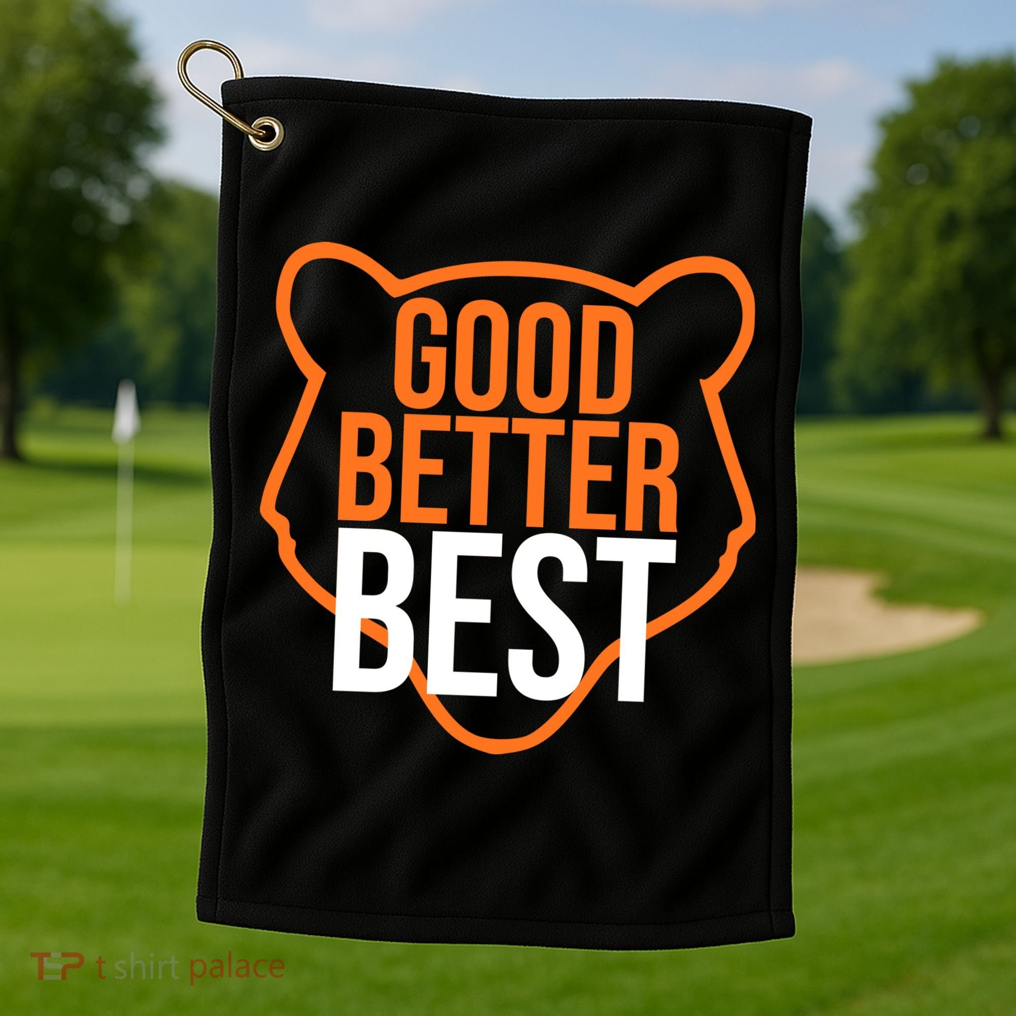 Good Better Best Bear Outline Motivation Golf Towel