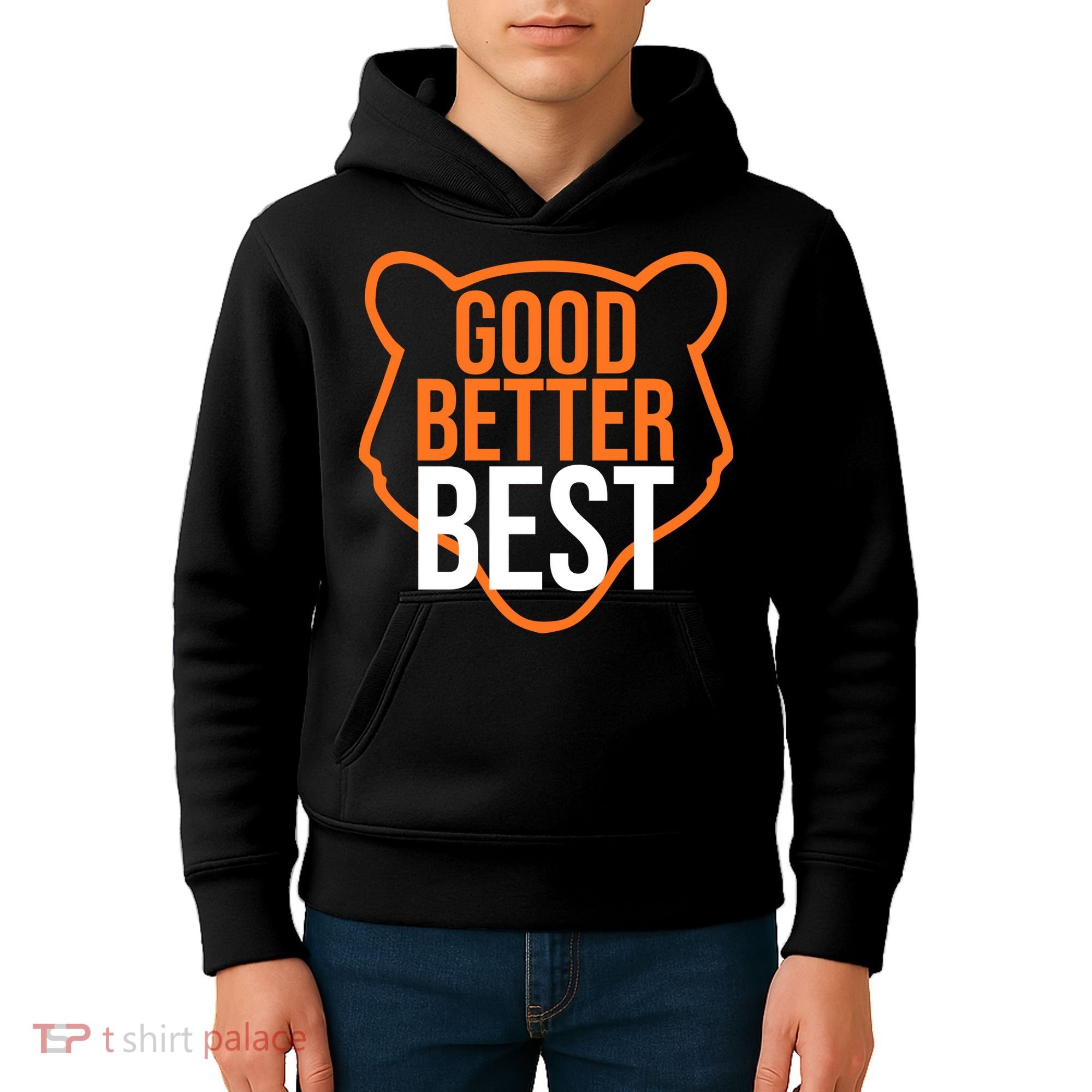 Good Better Best Bear Outline Motivation Kids Hoodie
