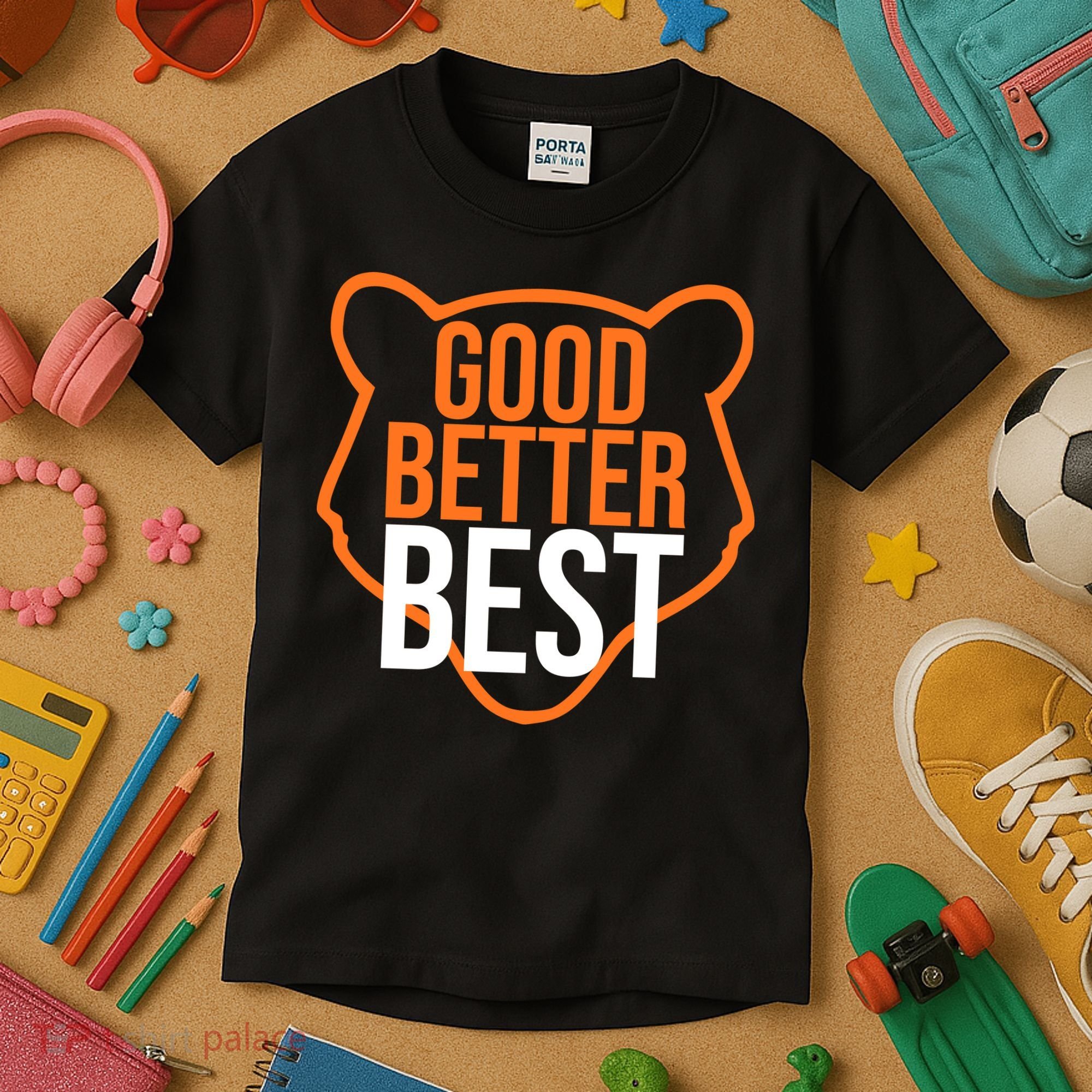 Good Better Best Bear Outline Motivation Kids T-Shirt