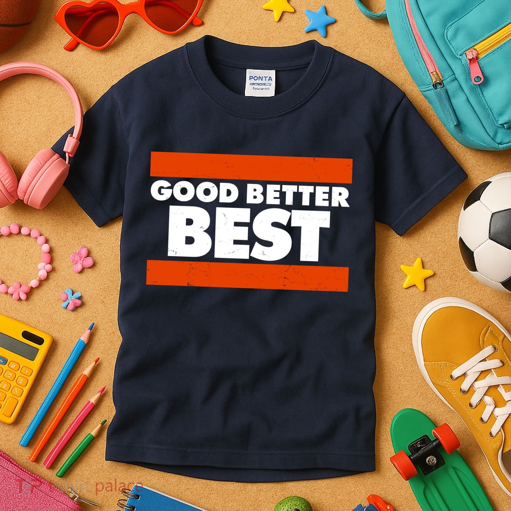 Good Better Best Slogan Bears Football Kids T-Shirt