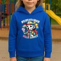 Graduation Bye Bye 6th Grade Hello 7th Grade Hello Summer Gift Kids Hoodie thumb 3