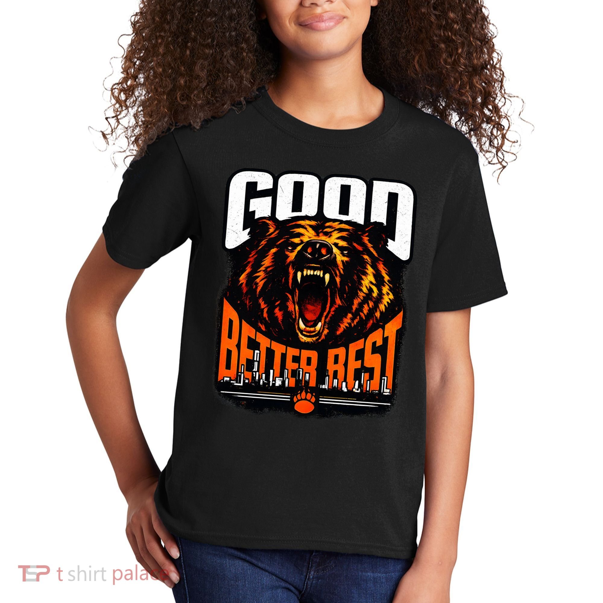 Good Better Best Football Fan Bear Kids T-Shirt